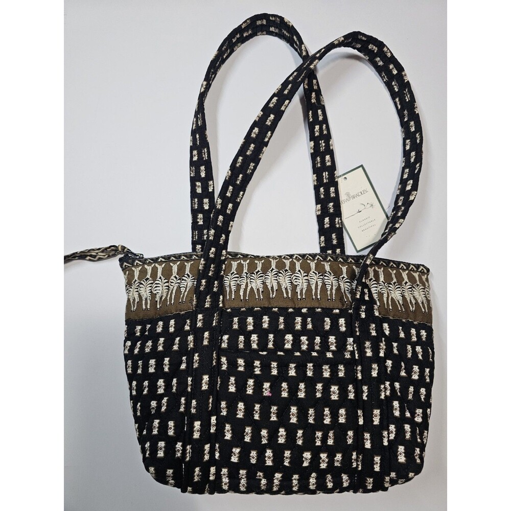 Vera Bradley Zebras Mandy Tote Bag NWT Retired Vintage 2001 Quilted Black Cream